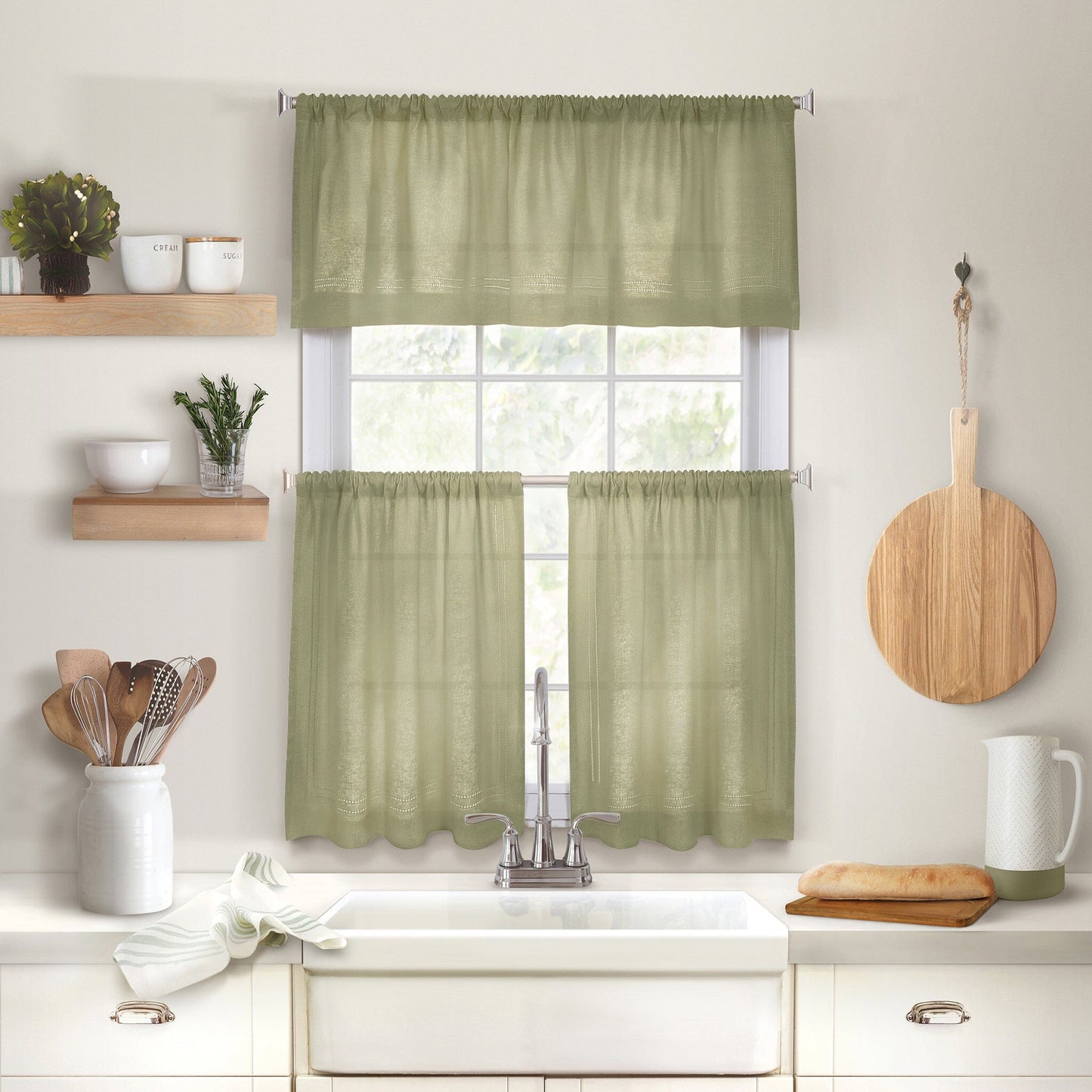 Cameron Linen Rod Pocket Kitchen Tier and Valance Collection