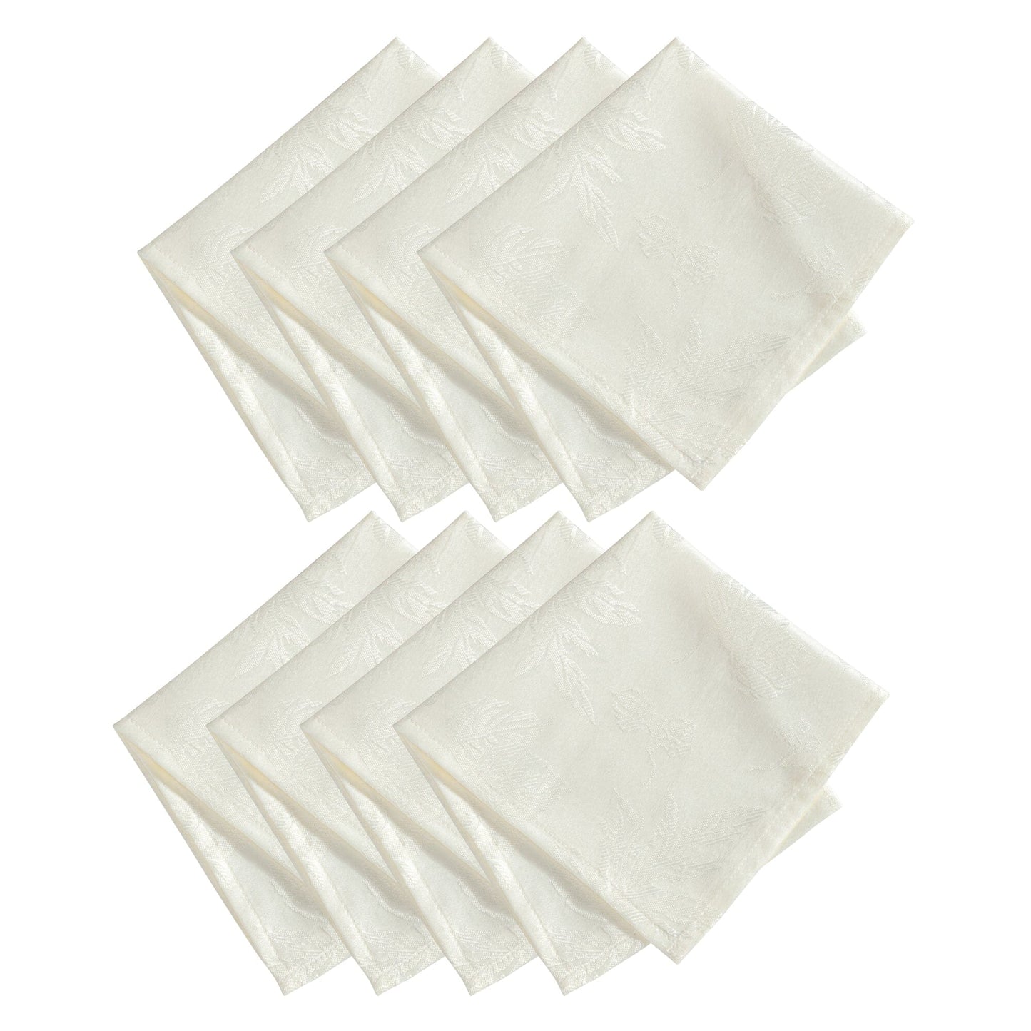 Servilletas elegantes de damasco en jacquard con hojas tejidas, juego de 8