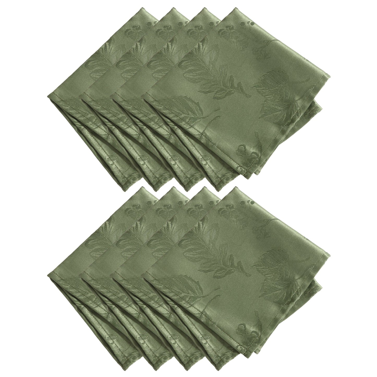 Servilletas elegantes de damasco en jacquard con hojas tejidas, juego de 8