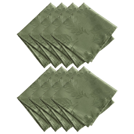 Elegant Woven Leaves Jacquard Damask Napkin, Set of 8