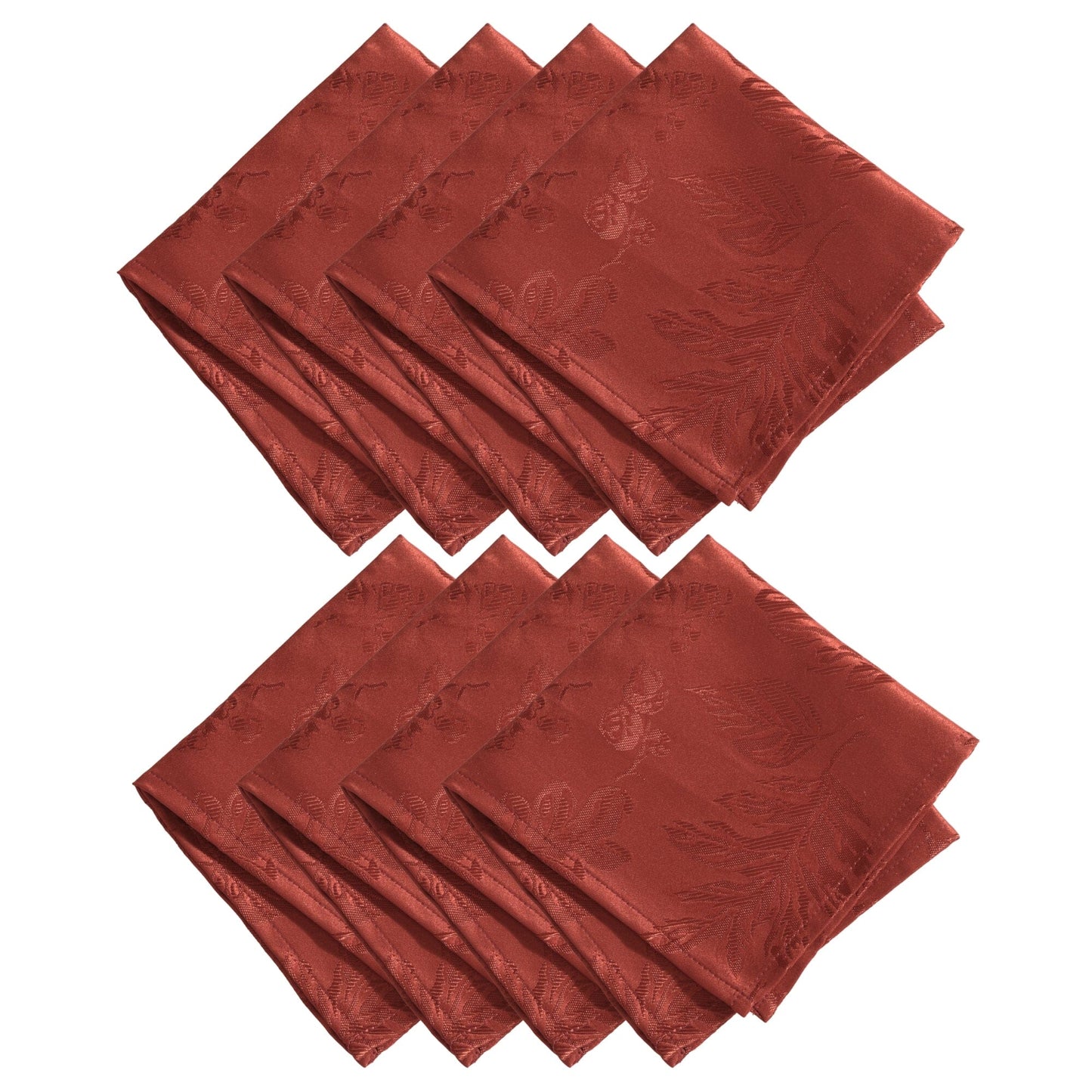 Servilletas elegantes de damasco en jacquard con hojas tejidas, juego de 8