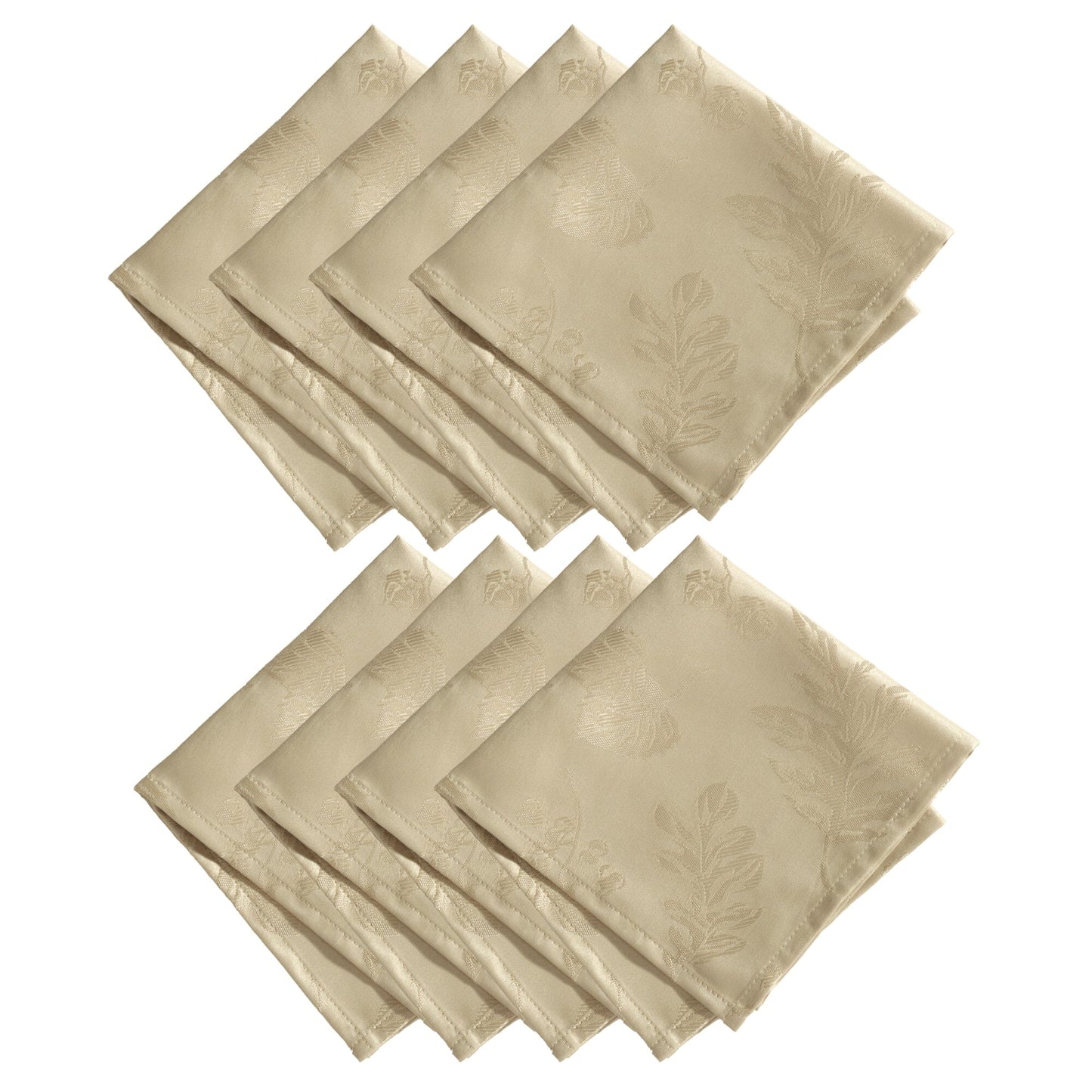 Servilletas elegantes de damasco en jacquard con hojas tejidas, juego de 8