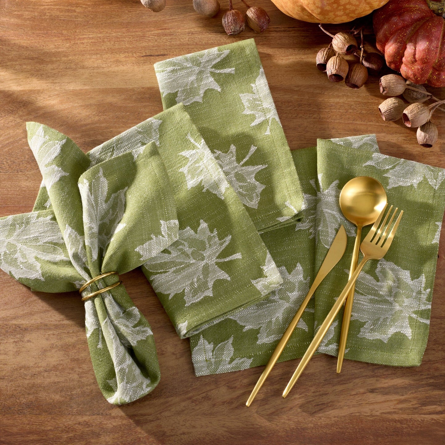Falling Leaves Jacquard Napkins, Set of 8