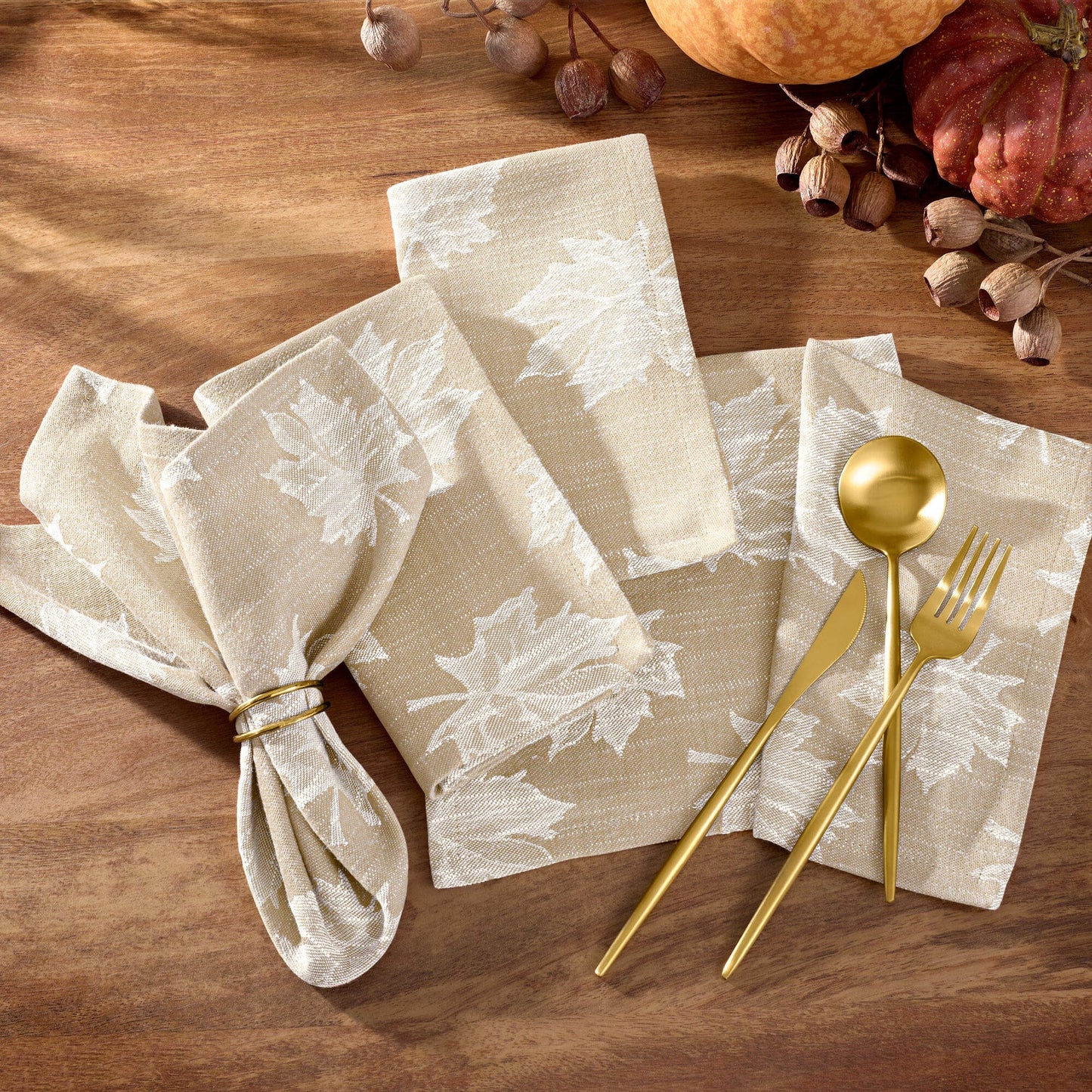 Falling Leaves Jacquard Napkins, Set of 8