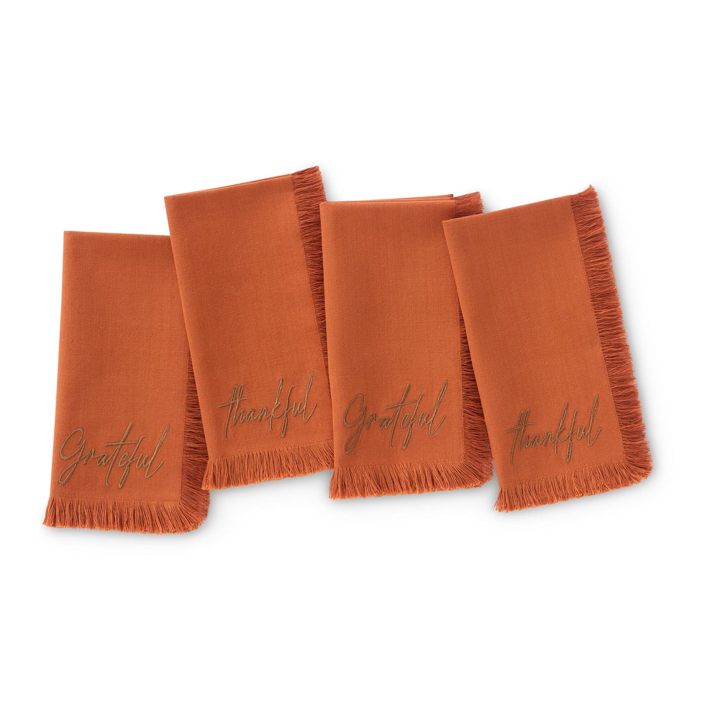 Fringed Harvest Sentiment Napkins, Set of 4