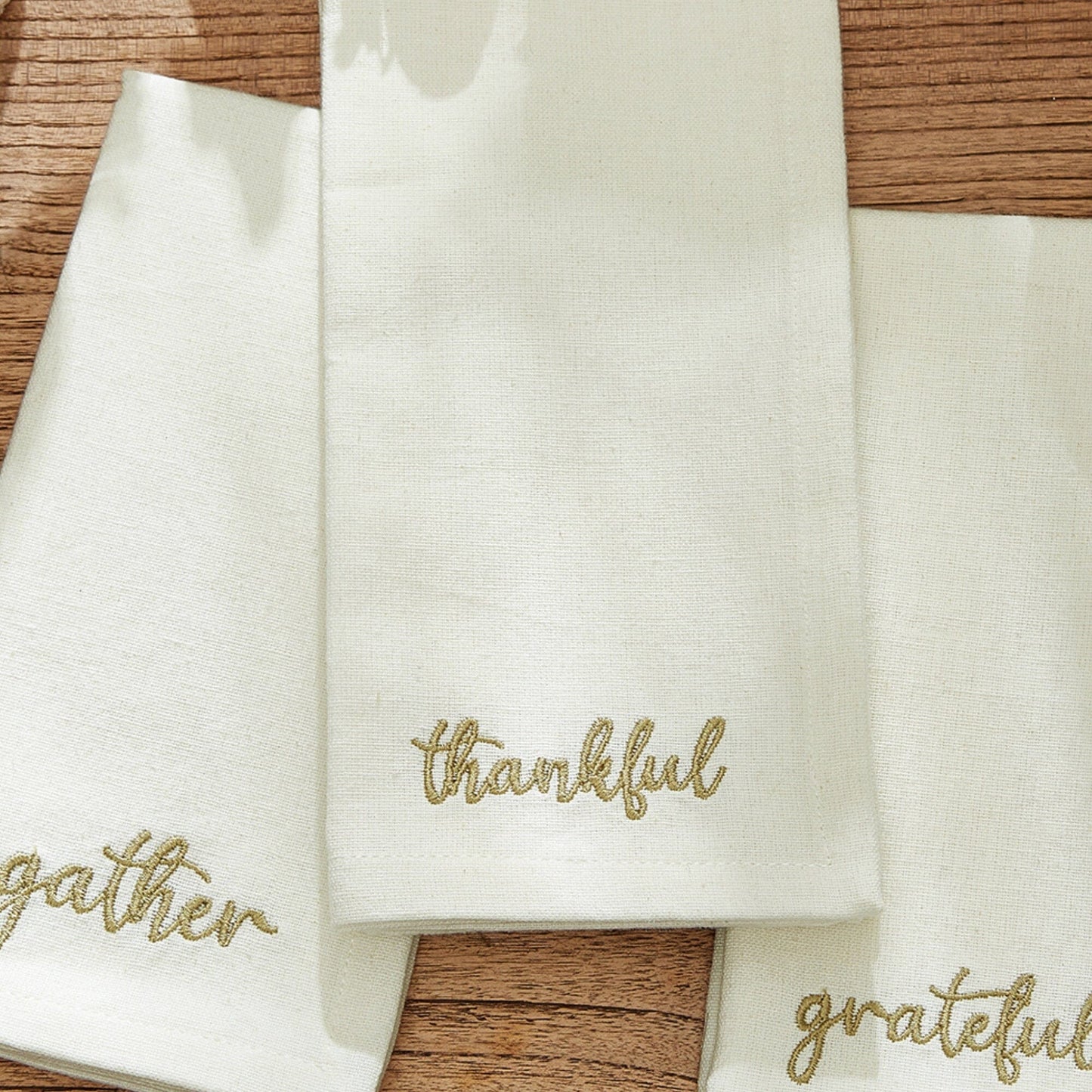 Servilletas bordadas Harvest Sentiment, juego de 4