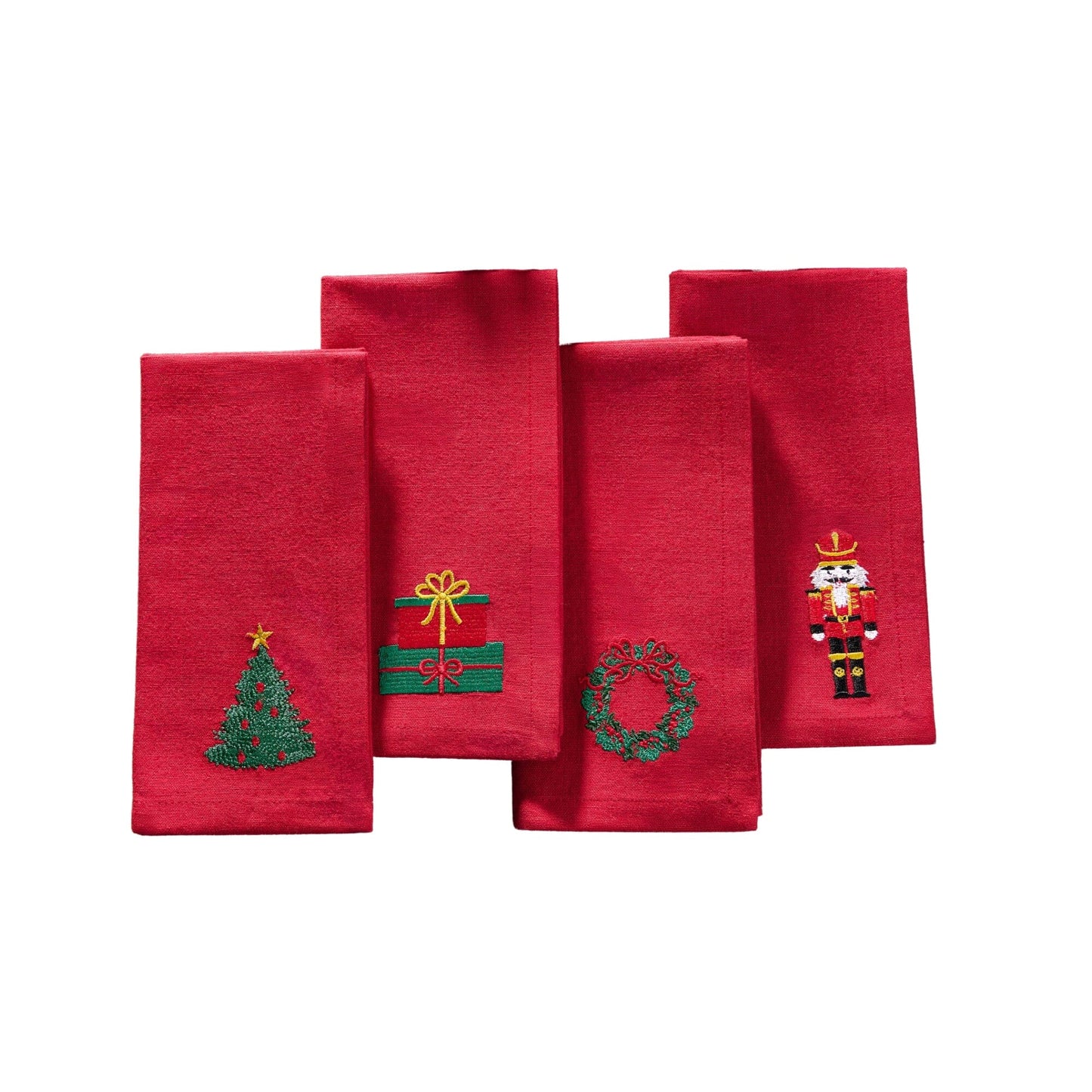 Holiday Embroidered Cotton Napkins, Set of 4