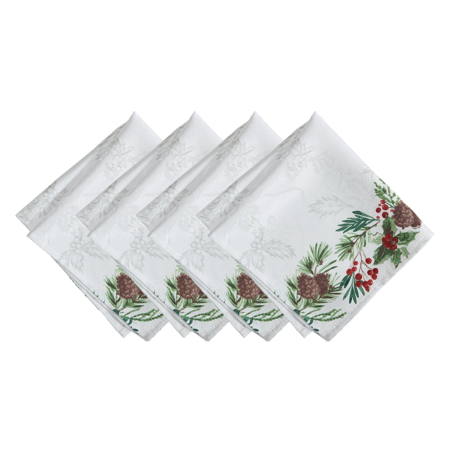 Holly Berry Flourish Holiday Fabric Napkin, Set of 4