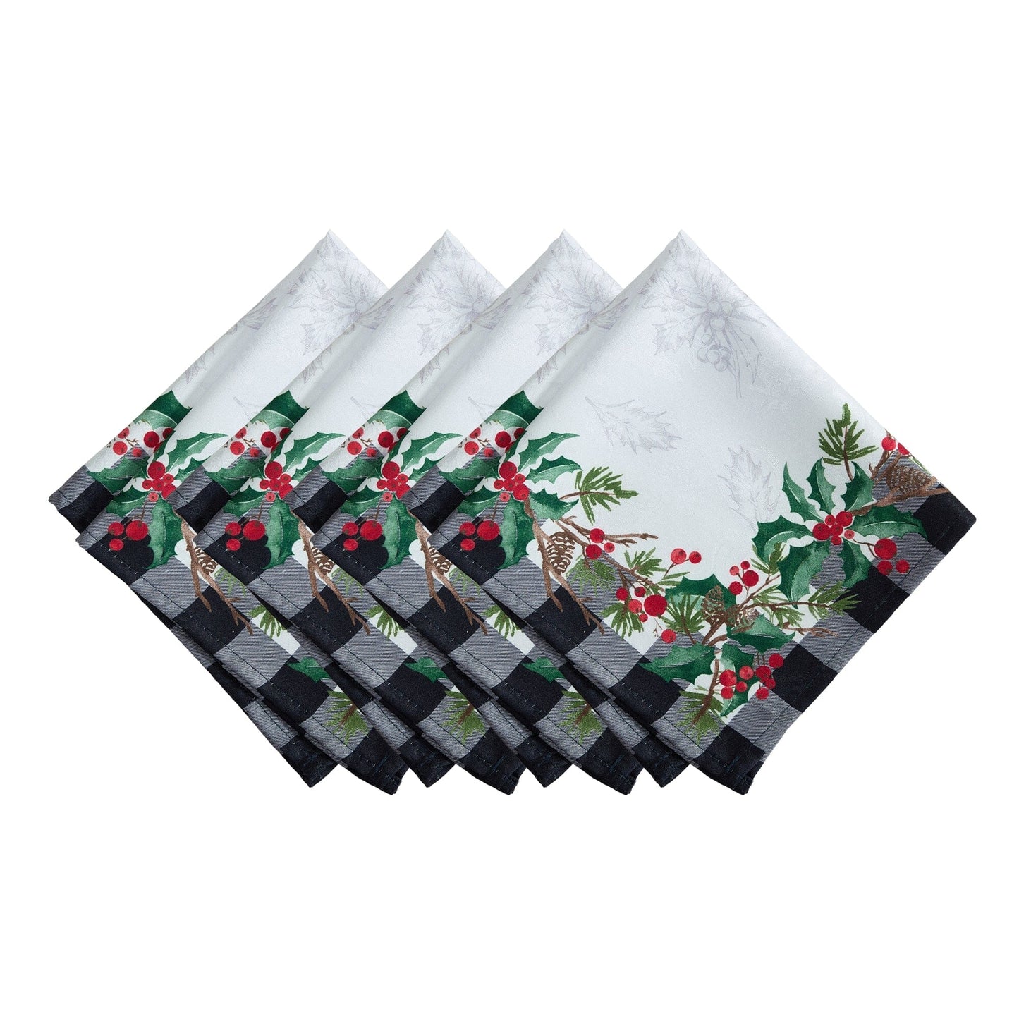 Holly Farmhouse Charm Holiday Fabric Napkins, Set of 4