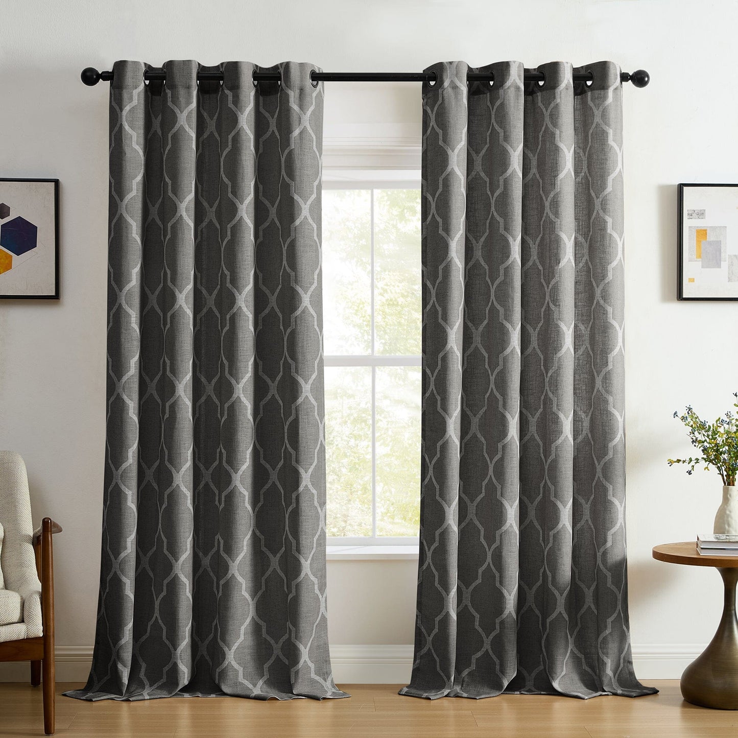 Medalia Room Darkening Geometric Window Curtain