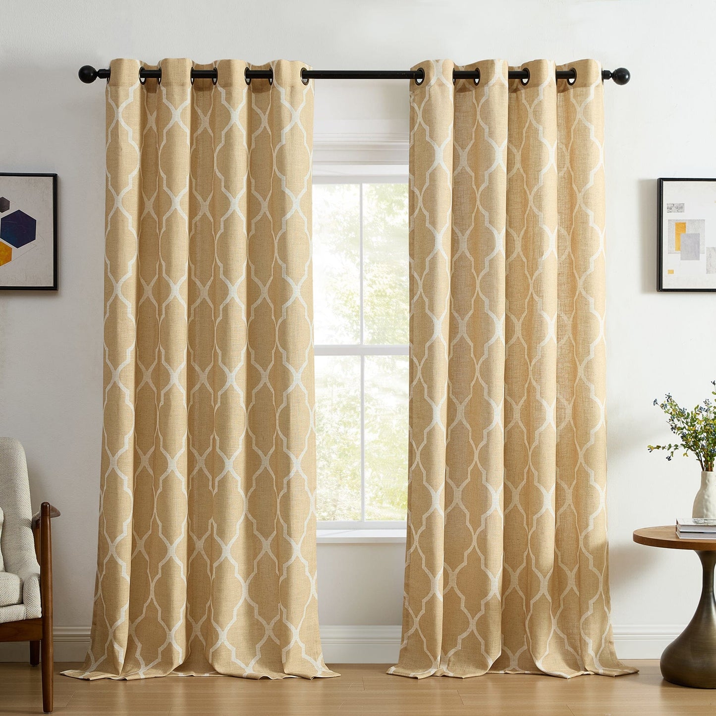 Medalia Room Darkening Geometric Window Curtain