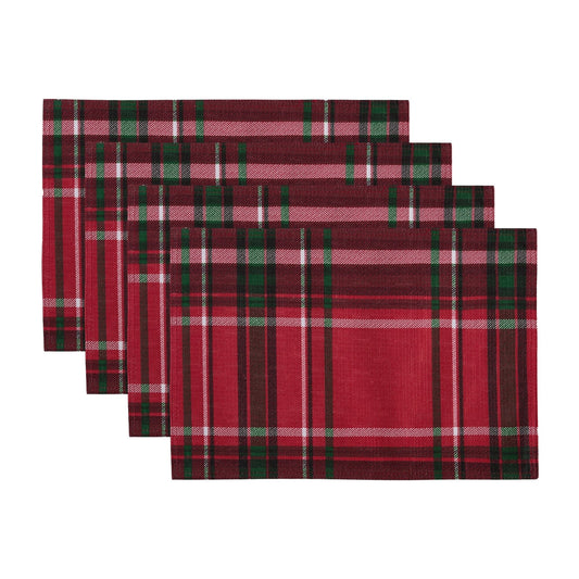 Pocono Plaid Holiday Fabric Placemats, Set of 4