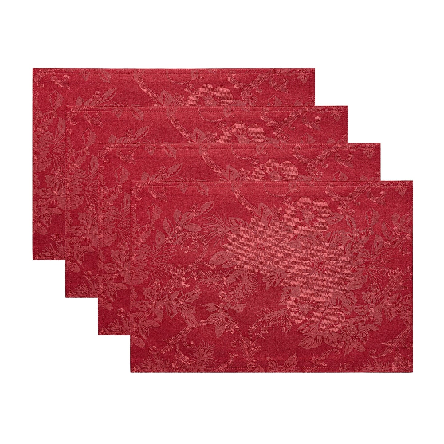 Poinsettia Elegance Jacquard Holiday Placemat, Set of 4