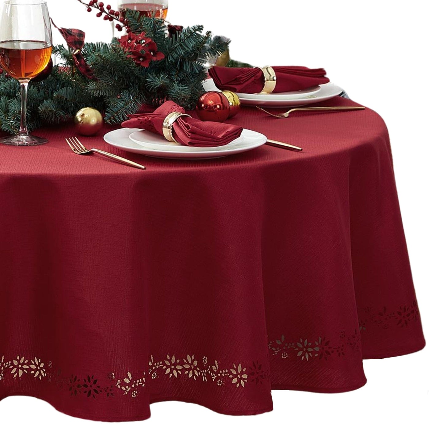 Poinsettia Noel Laser Cut Tablecloth