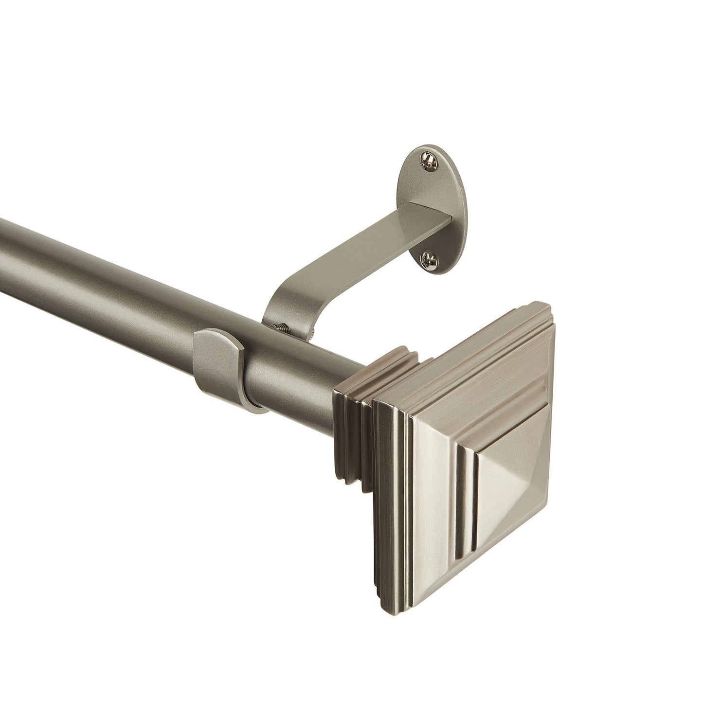 Florence 1" Window Drapery Single Curtain Rod with Stacked Square Finial