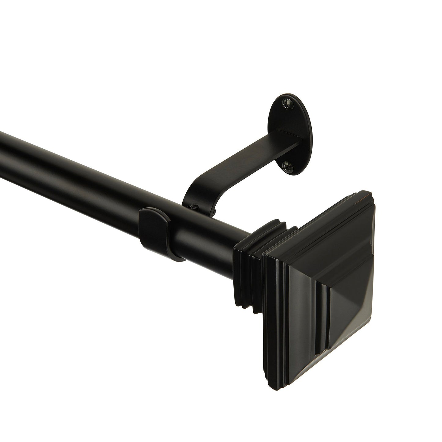 Florence 1" Window Drapery Single Curtain Rod with Stacked Square Finial
