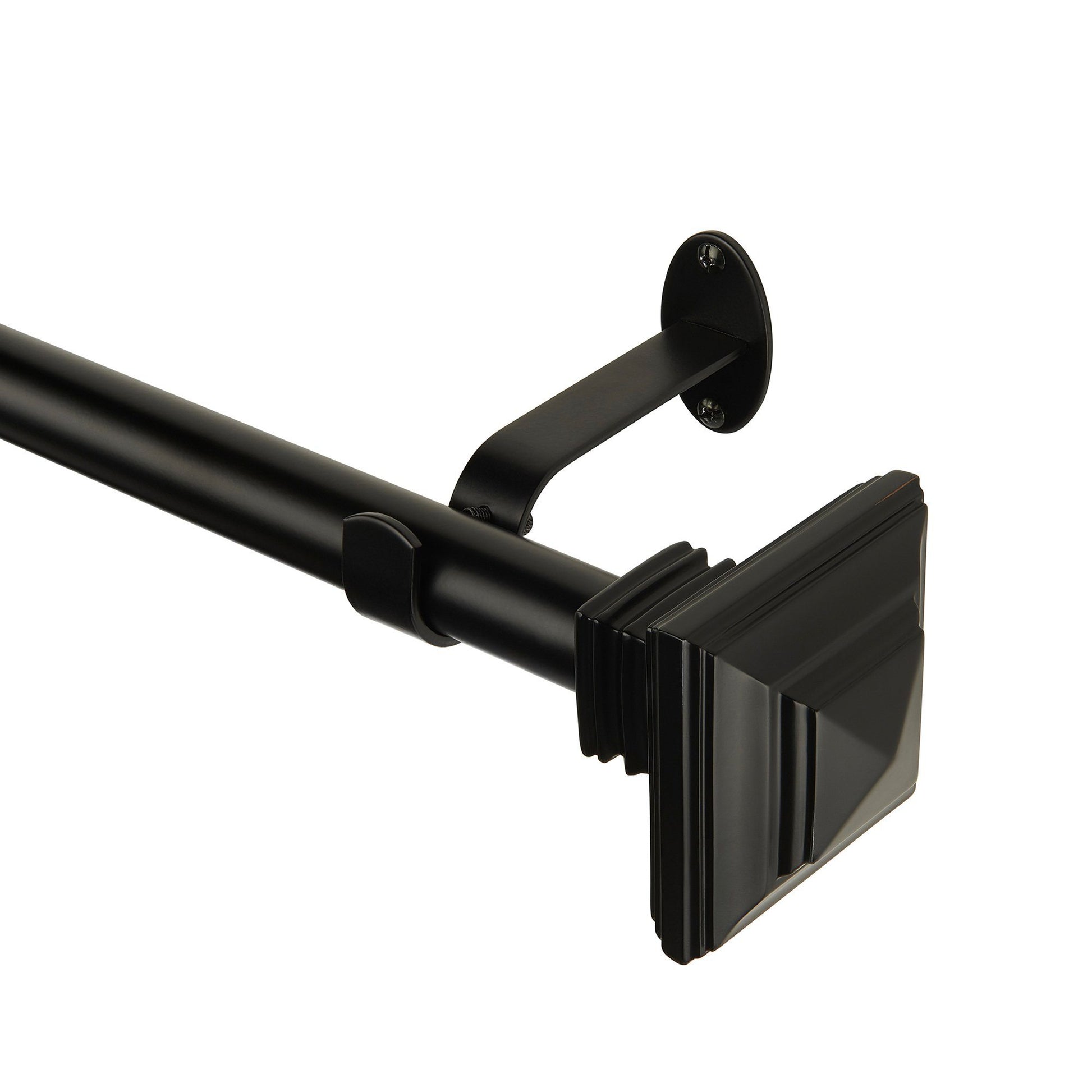 Florence 1" Window Drapery Single Curtain Rod with Stacked Square Finial