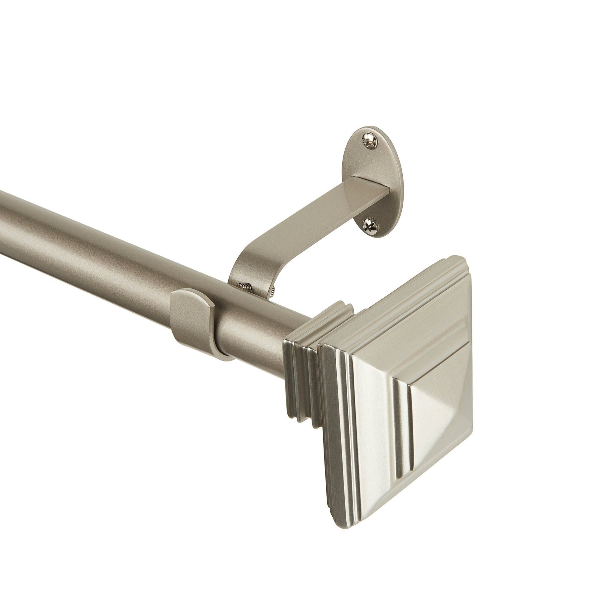 Florence 1" Window Drapery Single Curtain Rod with Stacked Square Finial
