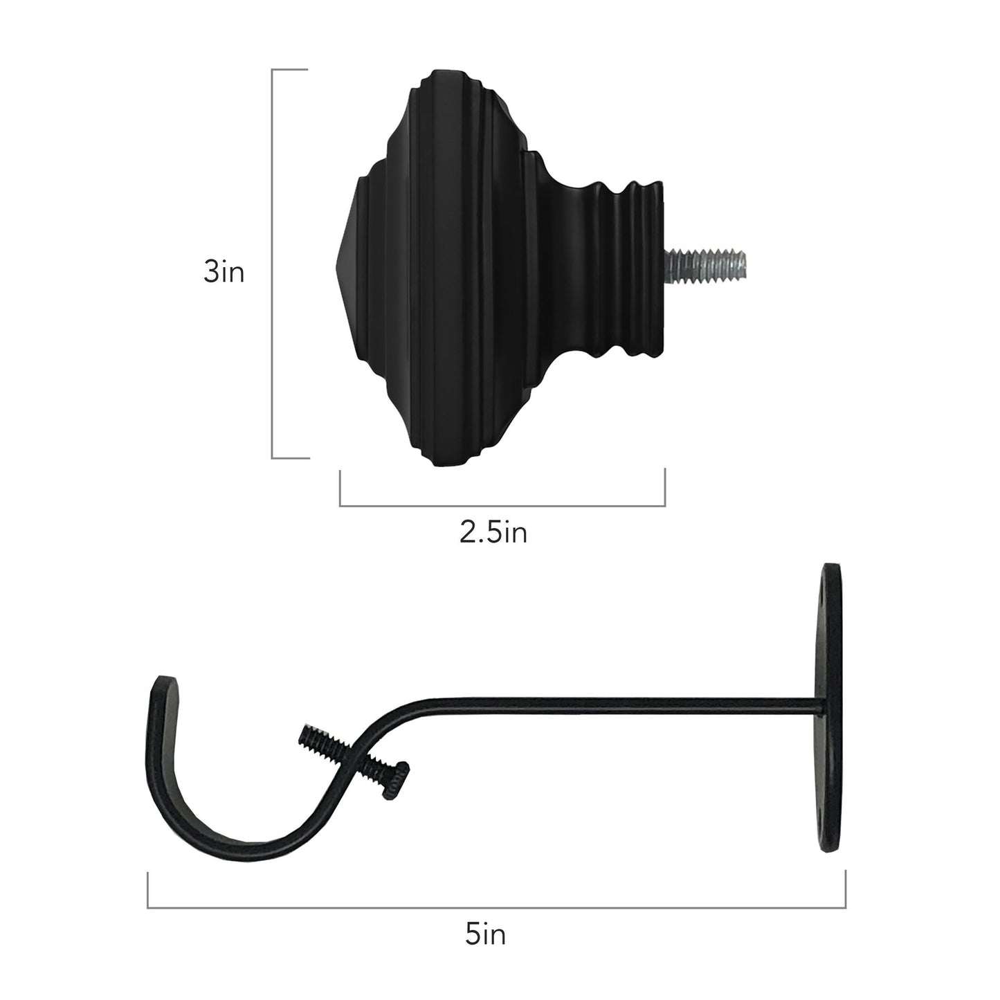 polyresin curtain rod with decorative finial