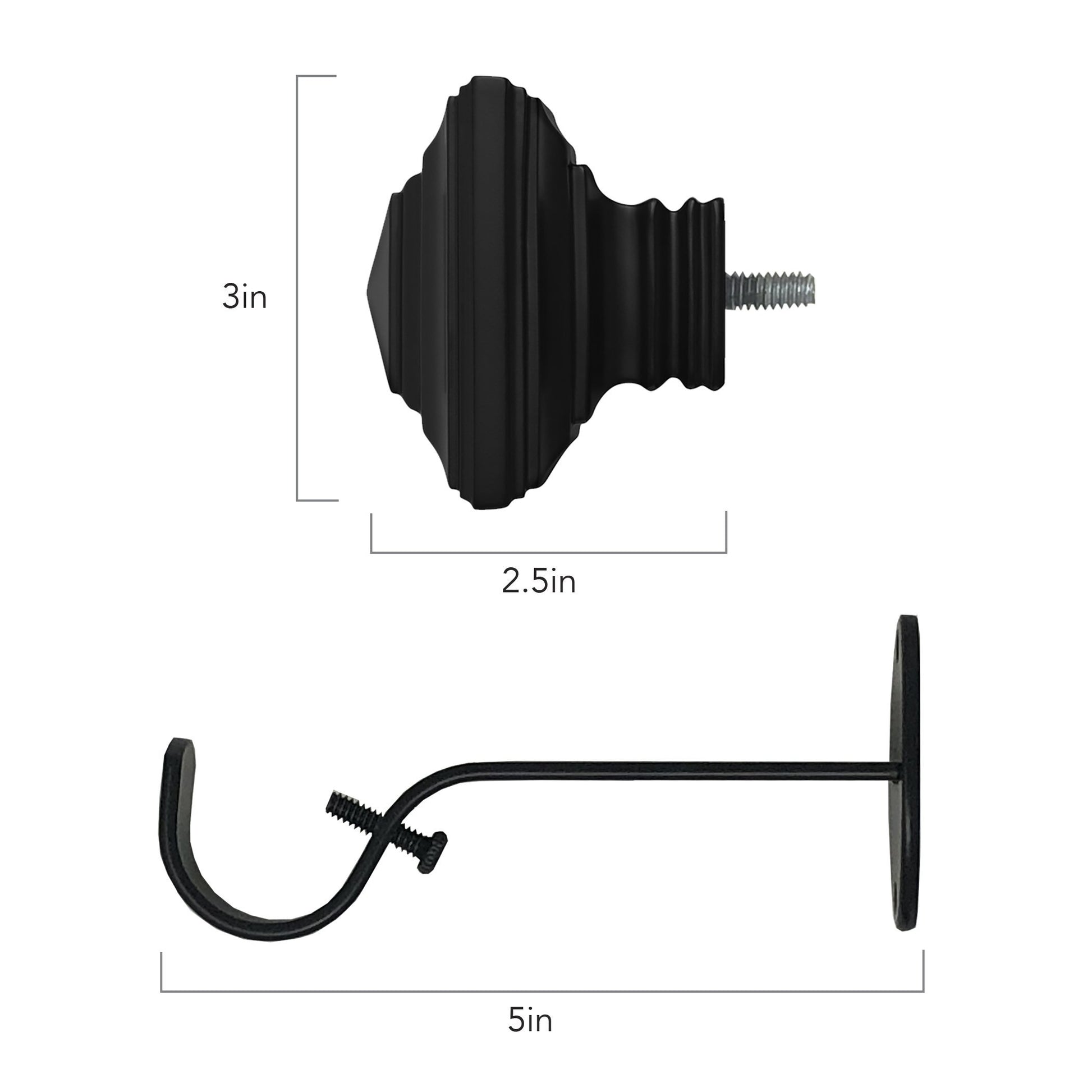 polyresin curtain rod with decorative finial