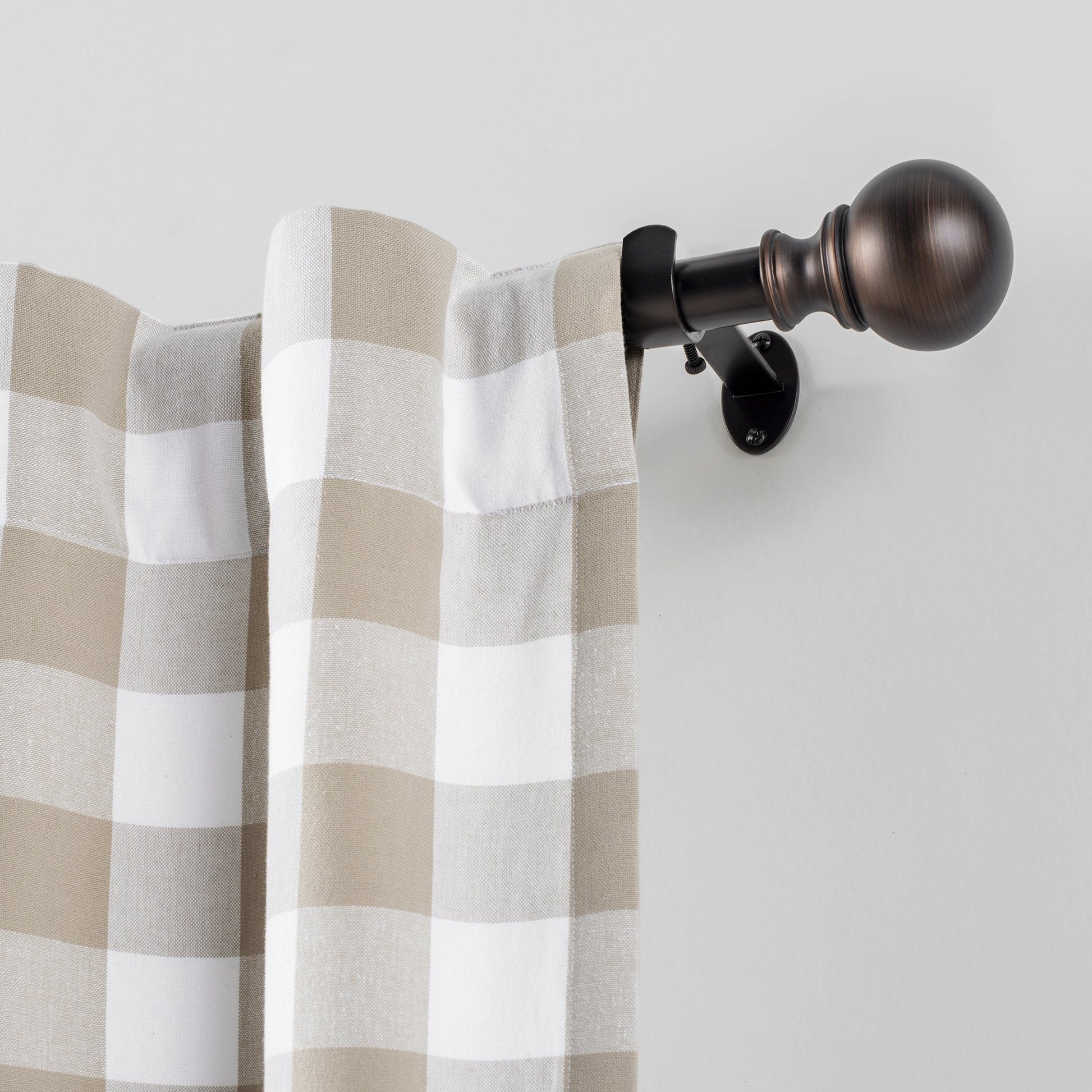 Cordelia 1" Window Drapery Single Curtain Rod with Globe Ball Finial
