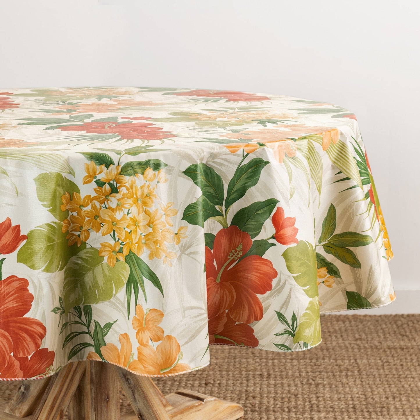 Mantel interior/exterior de vinilo con estampado floral tropical Callisto