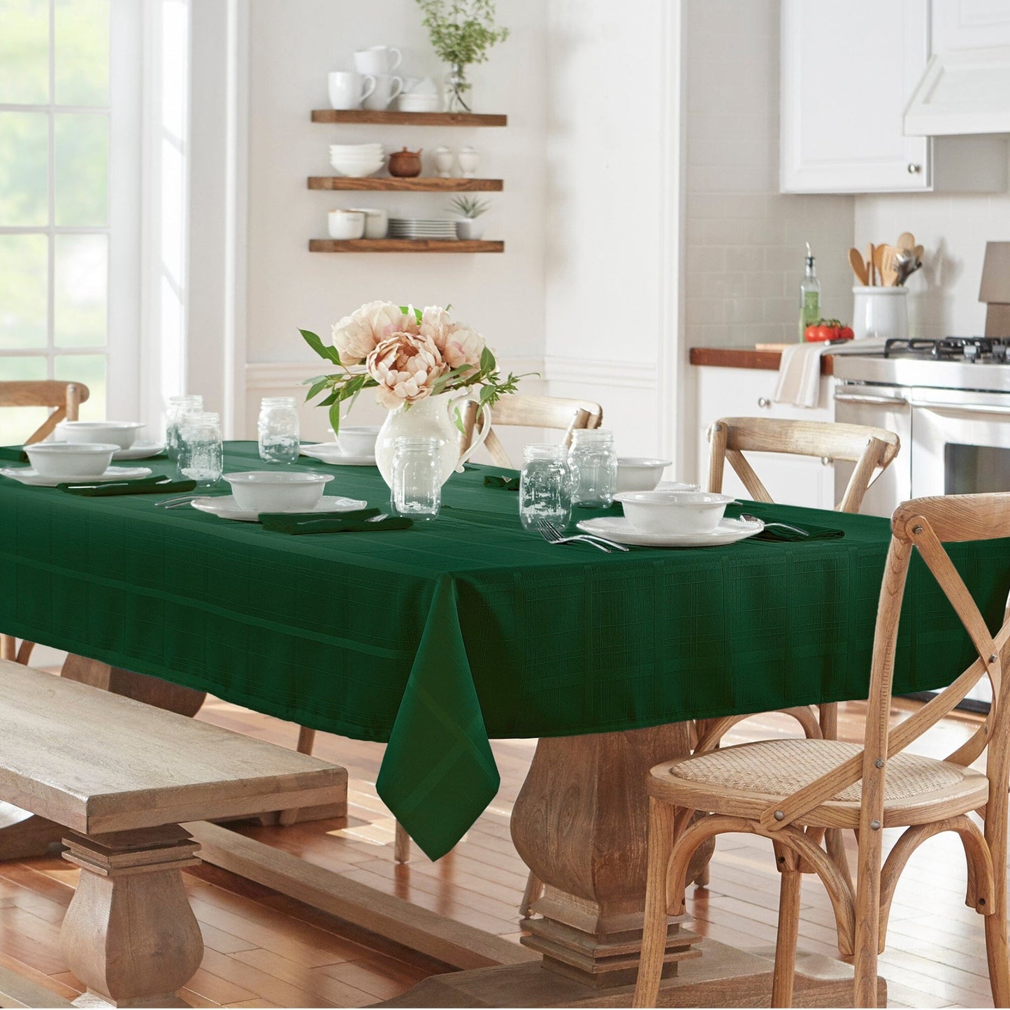 Mantel de jacquard a cuadros Elegance