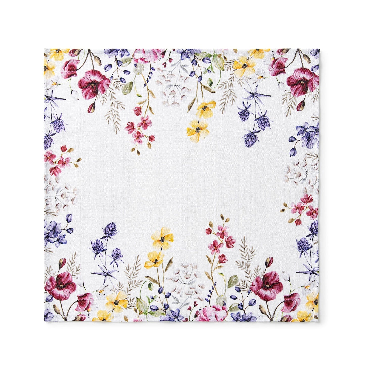 Servilletas con borde de flores silvestres de amapola, juego de 4