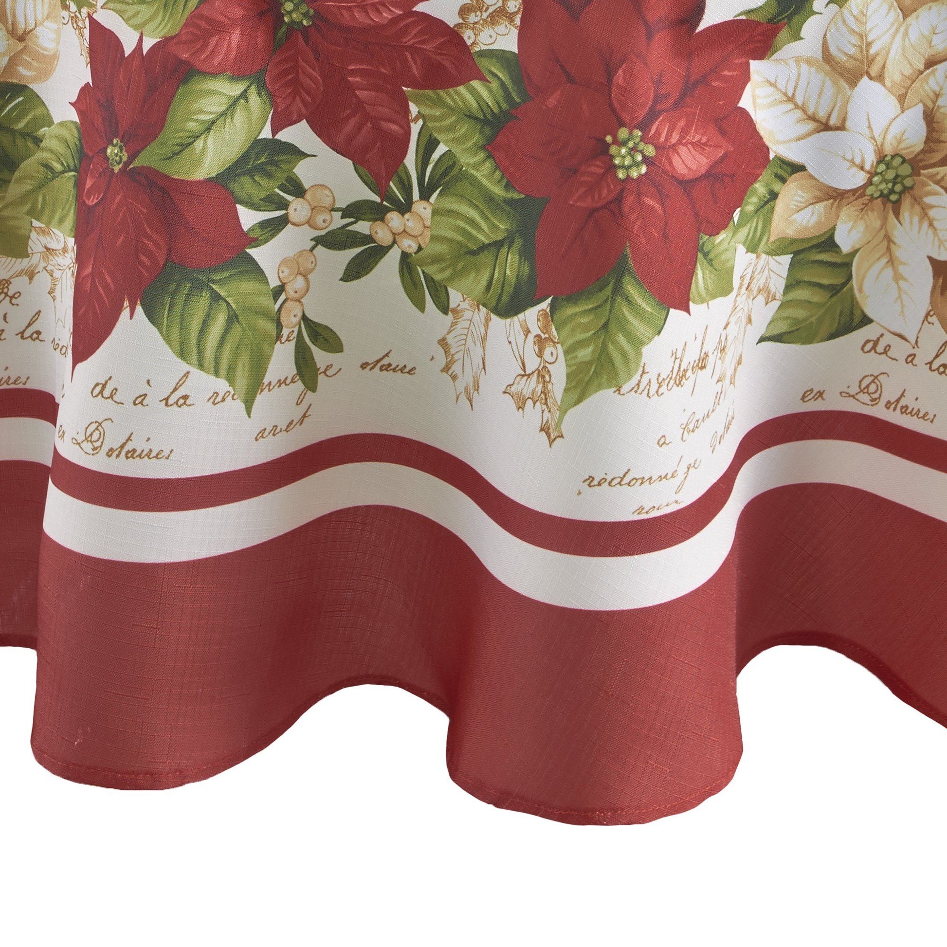 Red and White Poinsettias Tablecloth