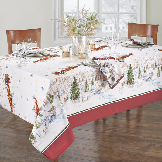 Santa’s Snowy Sleighride Tablecloth