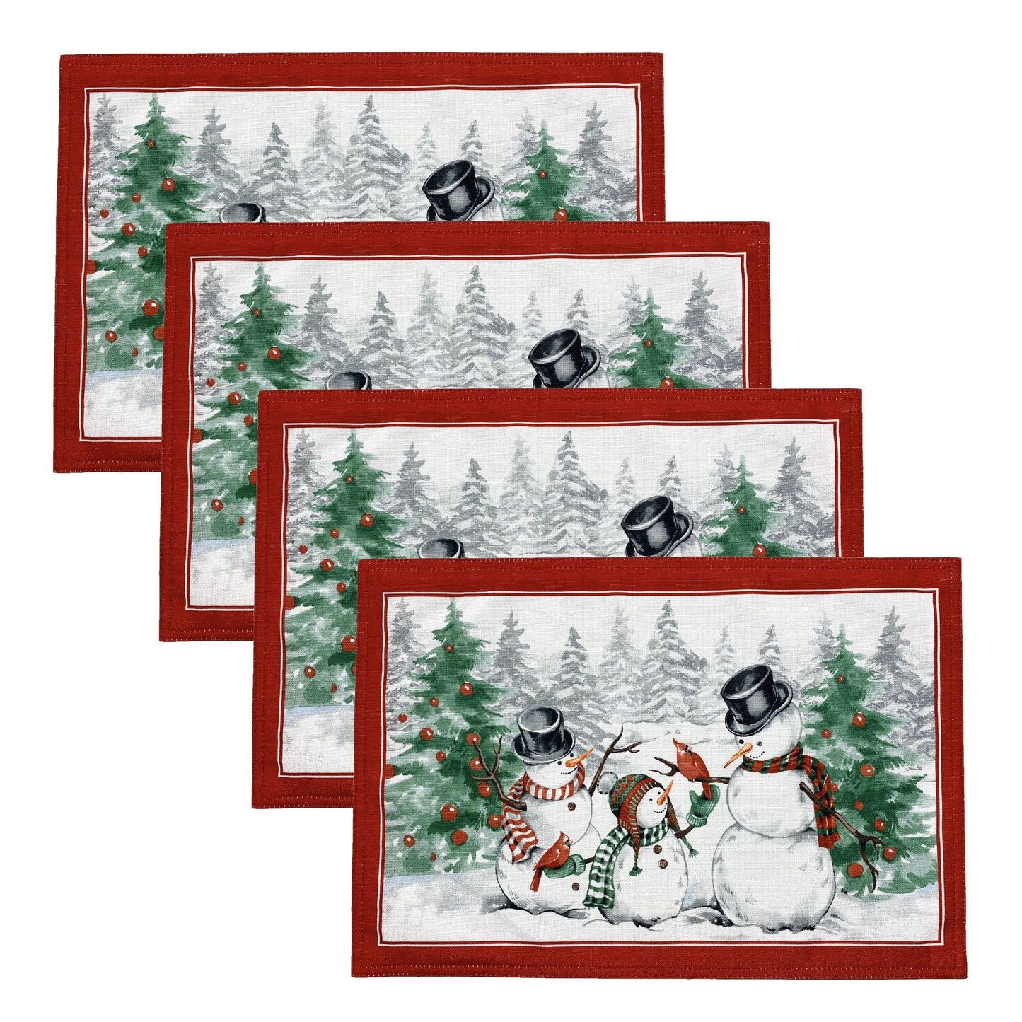 Snowman Winterland Holiday Snowflake Placemat, Set of 4-Elrene Home Fashions