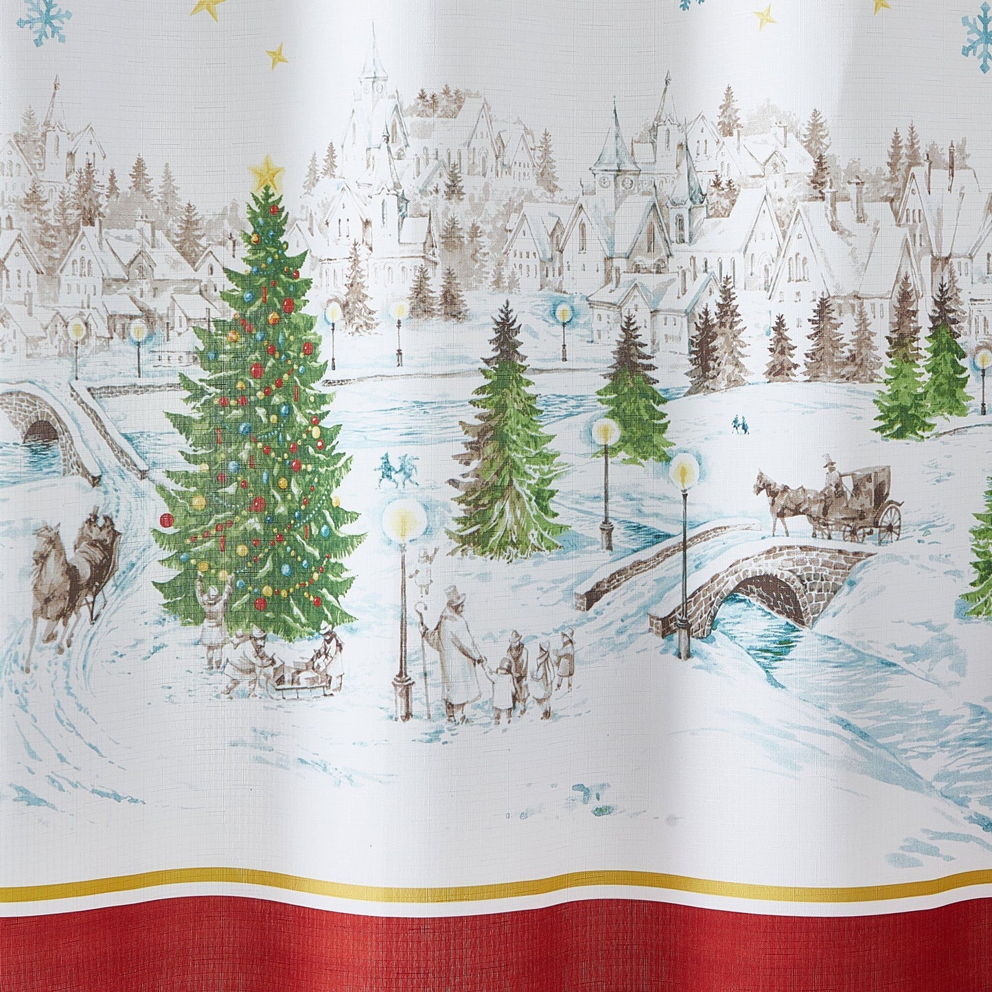 Santa’s Snowy Sleighride Holiday Fabric Shower Curtain