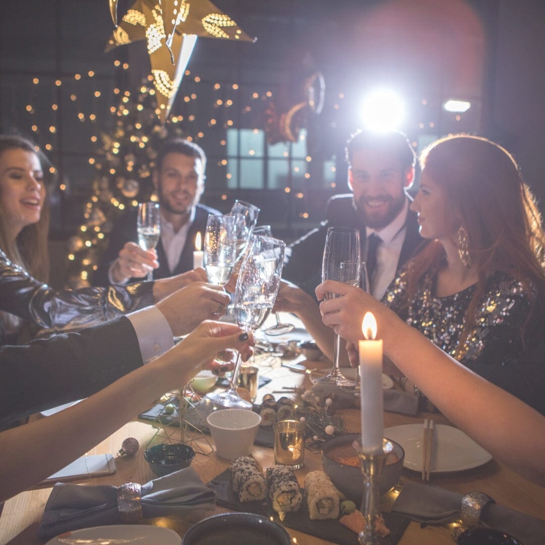 a group of people at a party for New Years eve