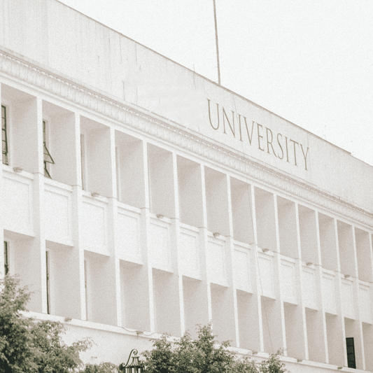 picture of a college building that says "university"