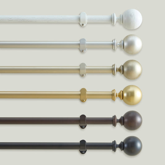 Cordelia 1" Window Drapery Single Curtain Rod with Globe Ball Finial