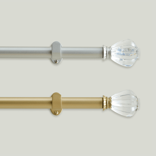 Lenox Milano 1” Single Curtain Rod with Crystal Teardrop Finial Design