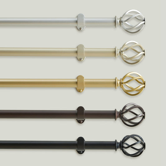 Walker 1” Single Curtain Rod with Cage Ball Finial
