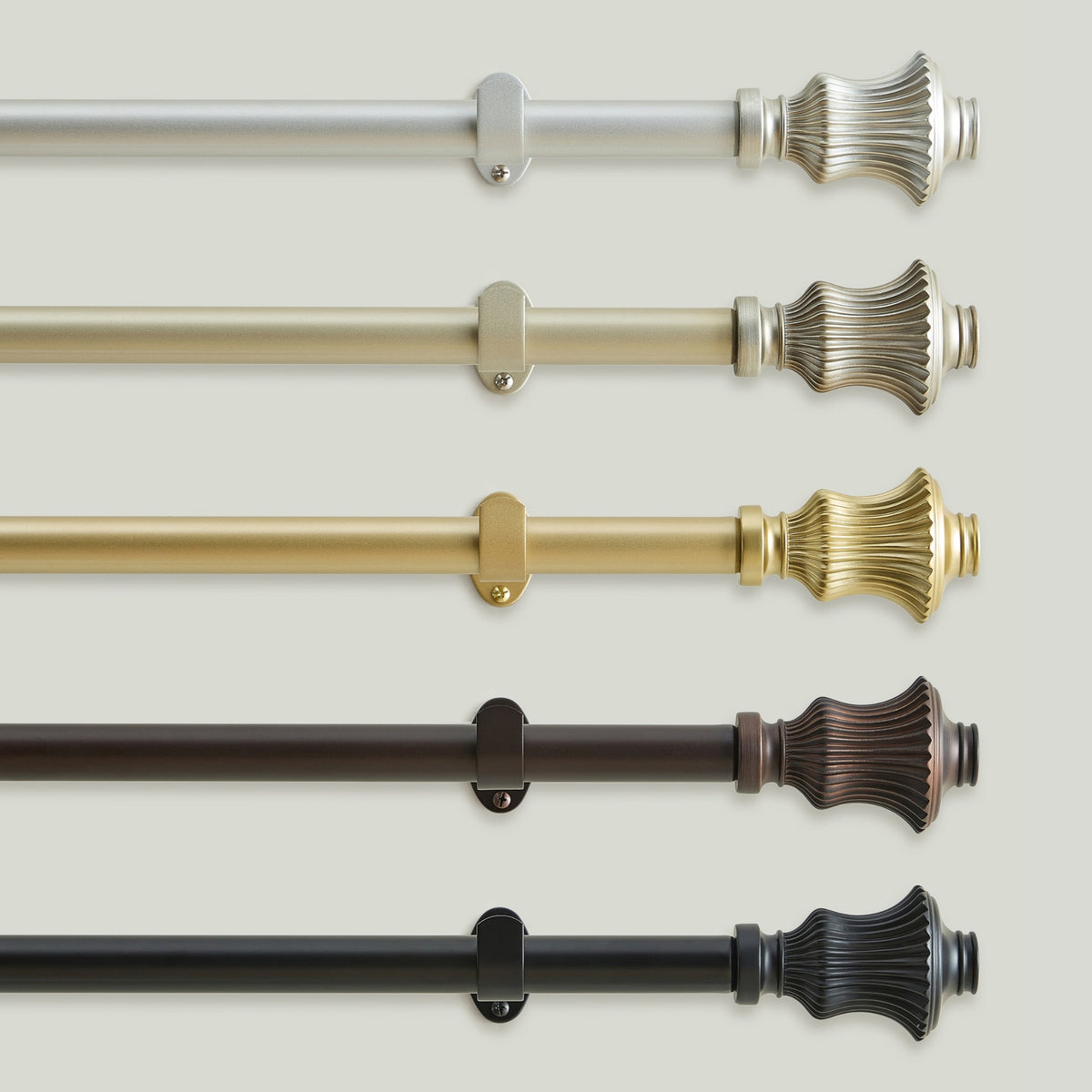 Lenox Palazzo 1” Single Curtain Rod with Fluted Bell Shaped Finial Design