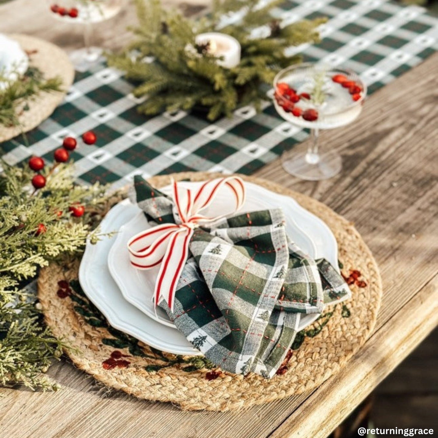 Sherwood Tree Dobby Cotton Napkins, Set of 8