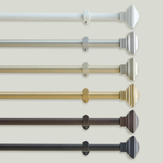 Florence 1" Window Drapery Single Curtain Rod with Stacked Square Finial
