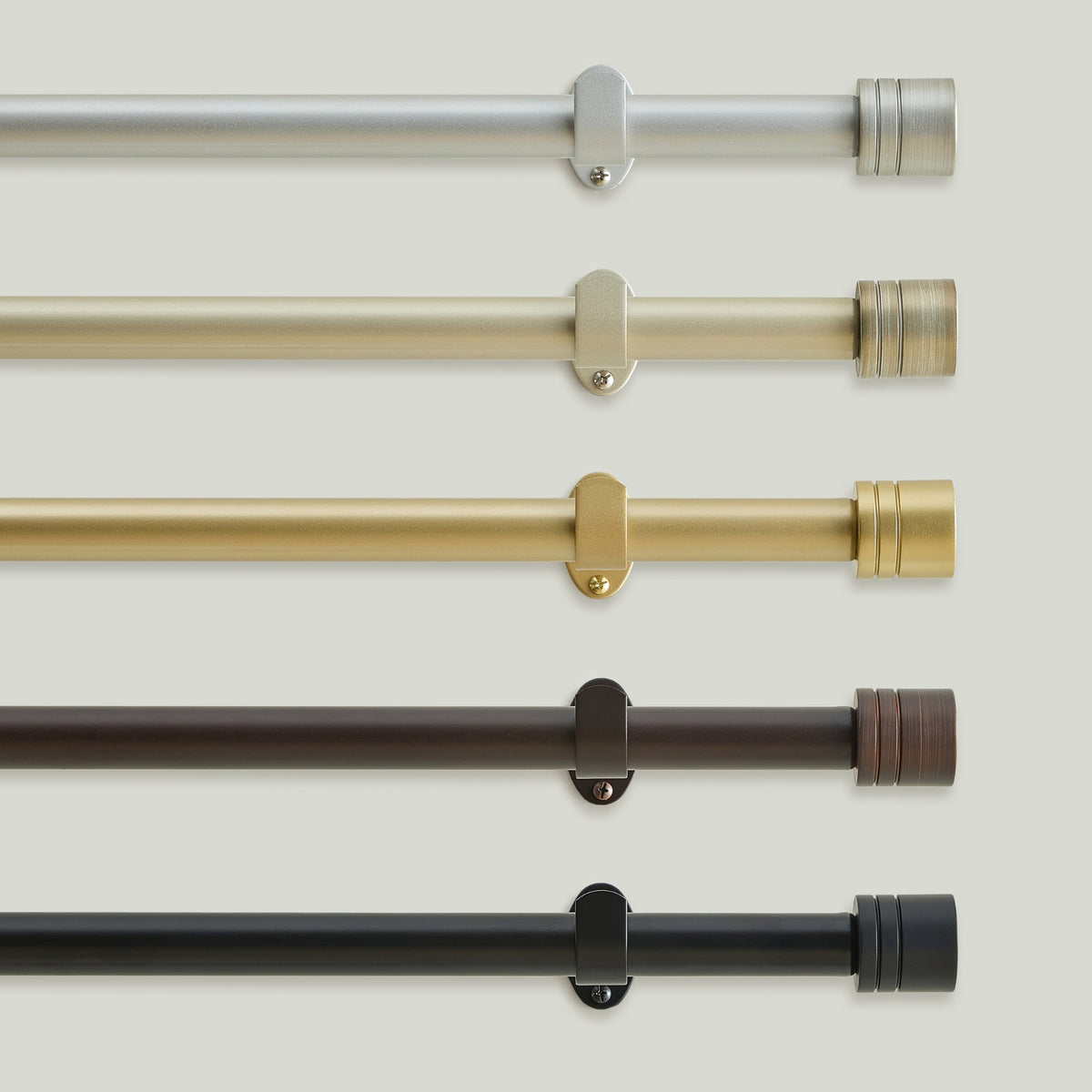 Lenox Verona 1” Single Curtain Rod with Cylinder End Cap Finial Design