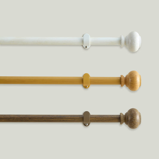 Rhinebeck Rustic Faux Wood 1" Window Drapery Single Curtain Rod