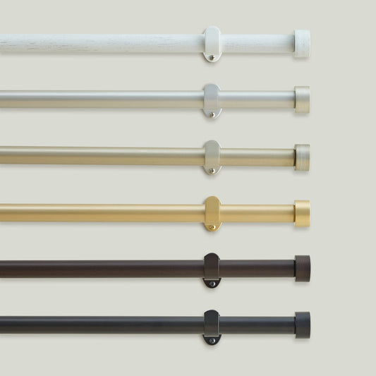 Serena 1" Window Drapery Single Curtain Rod with Contemporary Cap Finial