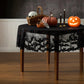 Bats & Web Lace Halloween Tablecloth with Orange Liner
