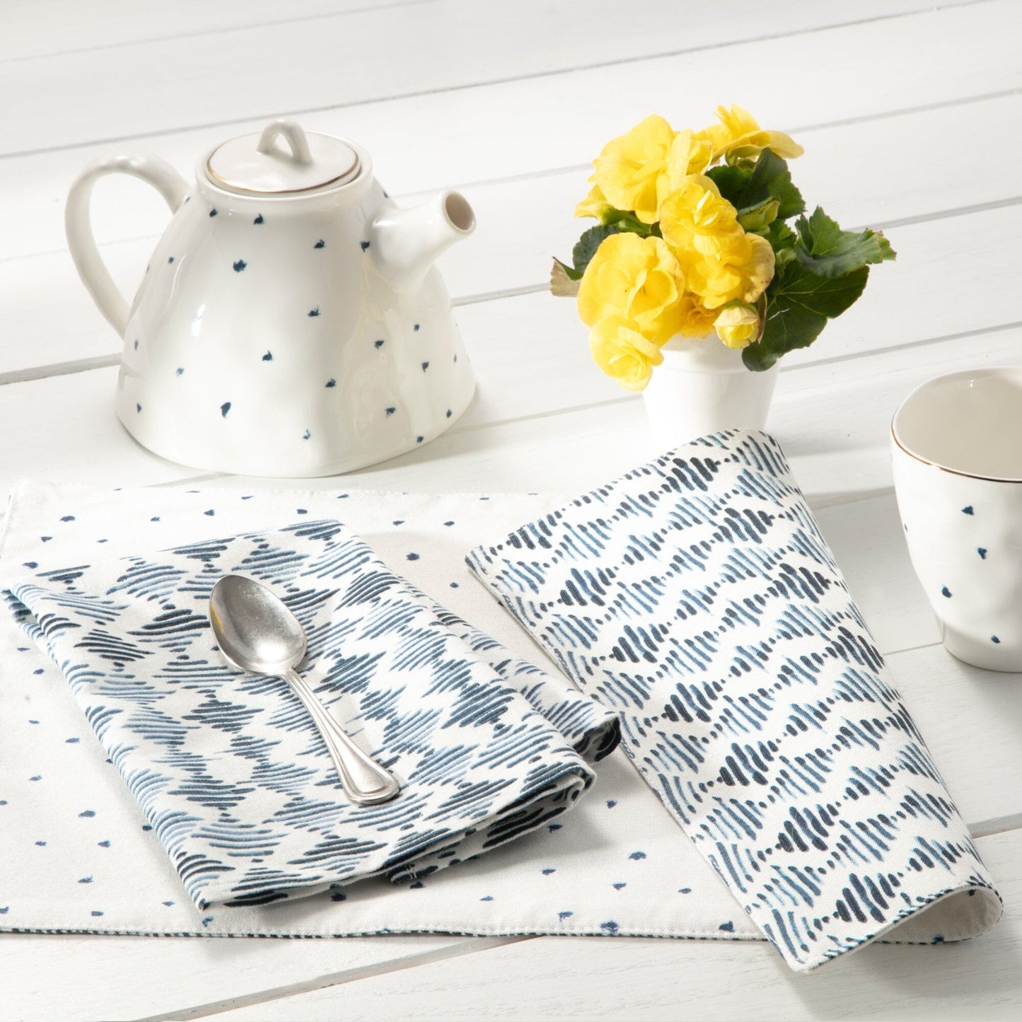 Lenox Blue Bay Diamond Dot Reversible Placemats, Set of 4