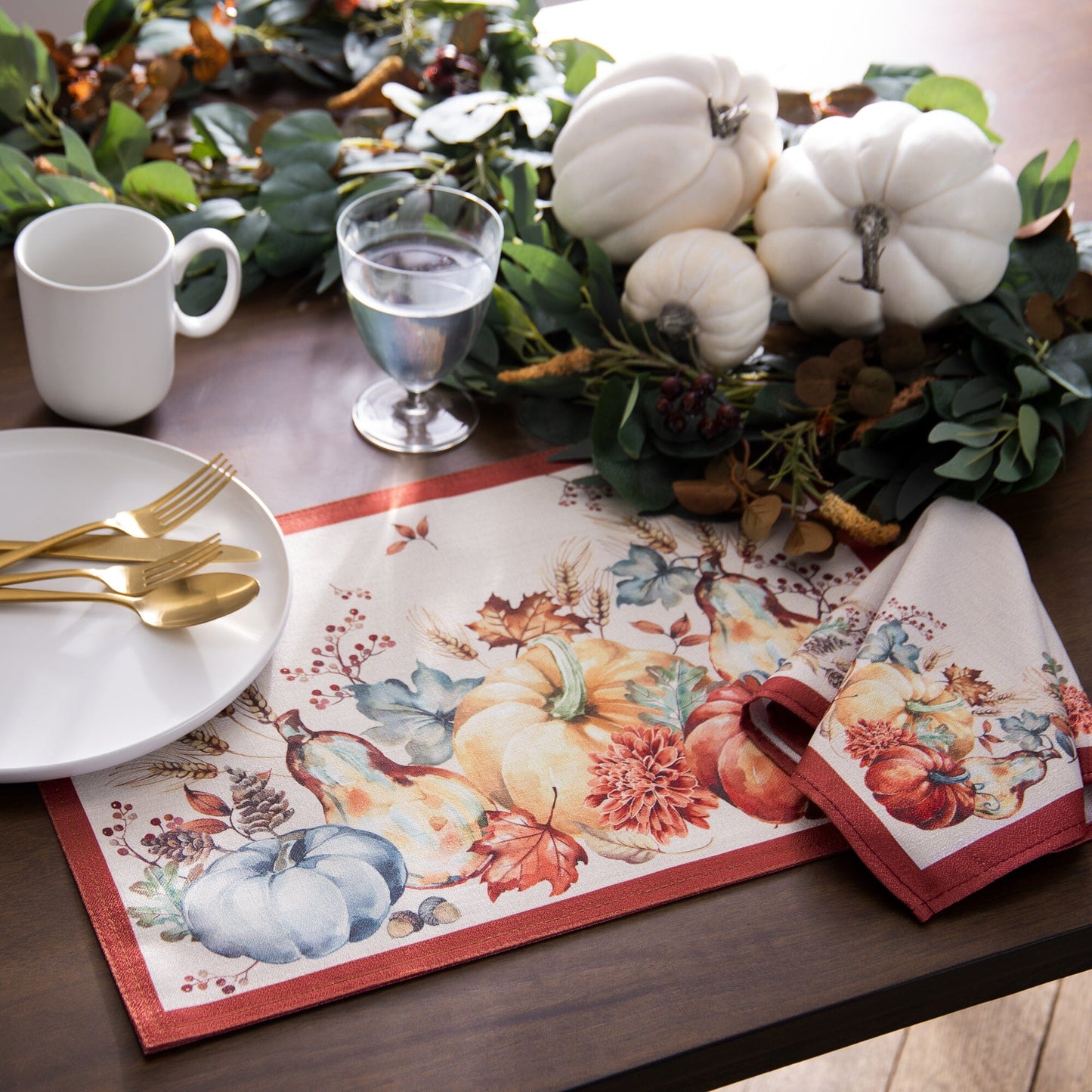 Botanical Harvest Pumpkin Engineered Napkins, Set of 4
