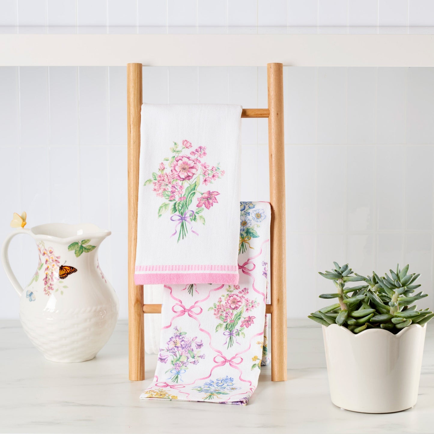 Lenox Bouquet Ribbon Kitchen Towels, Set of 2