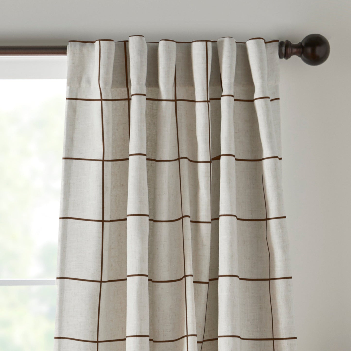 Panel de cortina opaca para ventana Brighton Windowpane a cuadros