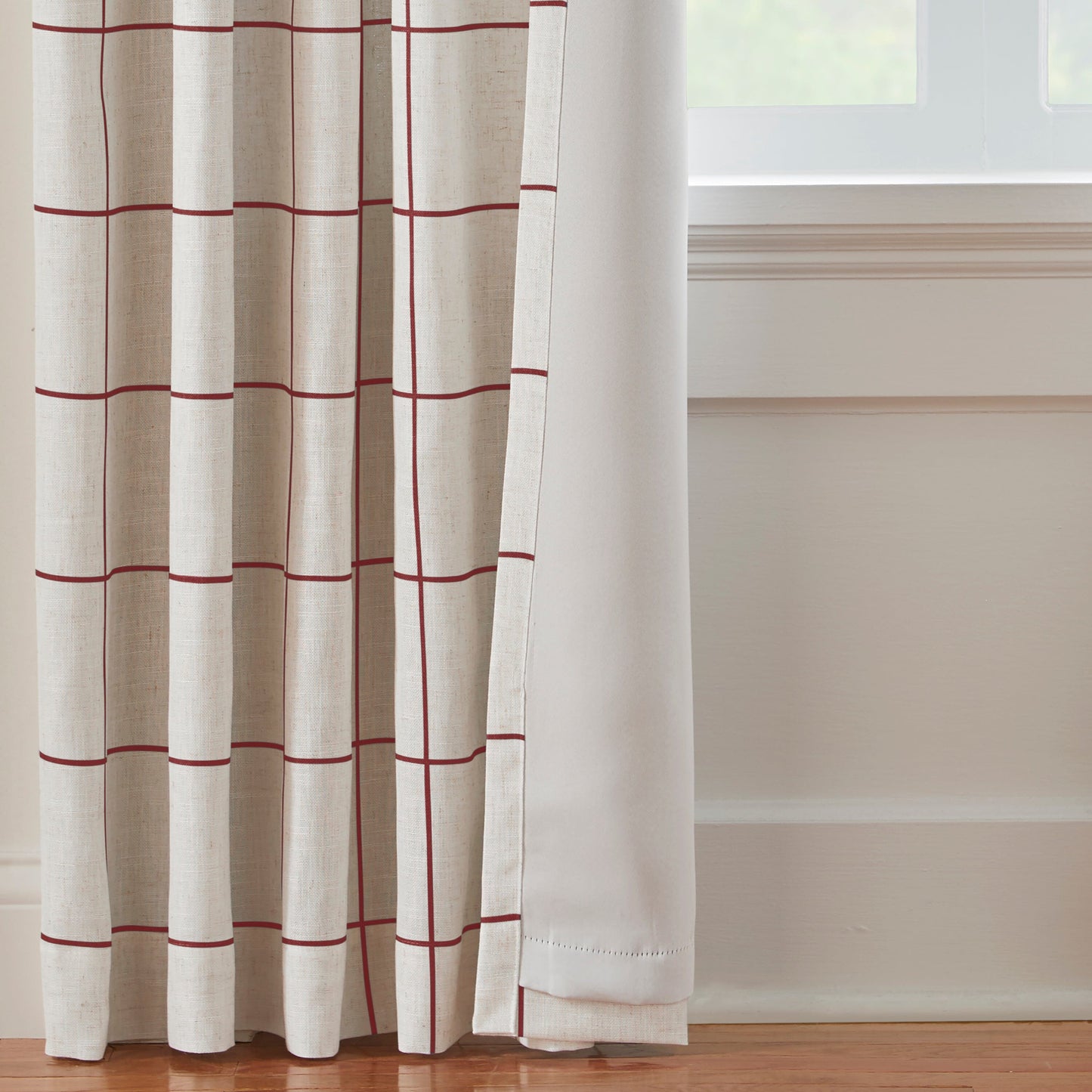 Panel de cortina opaca para ventana Brighton Windowpane a cuadros