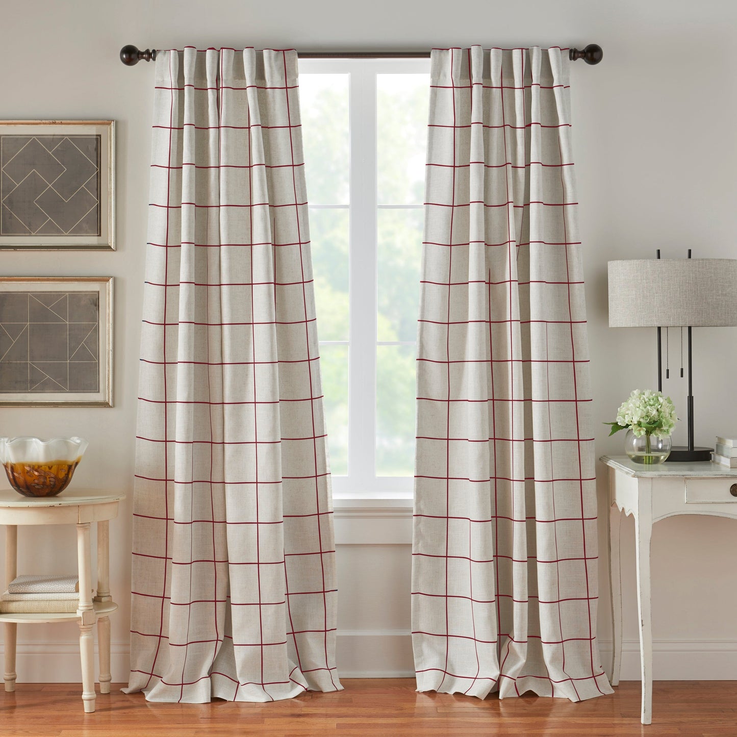 Panel de cortina opaca para ventana Brighton Windowpane a cuadros
